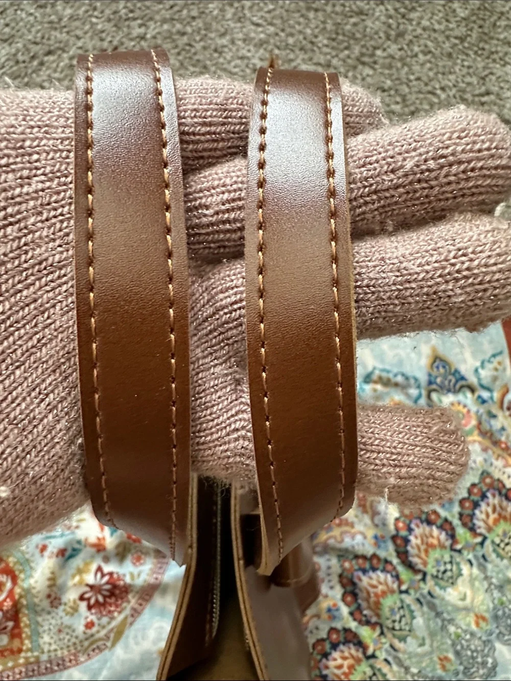 Trench & Hide New York Brown Leather Tote with Front Pocket. Made in korea.